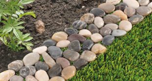 lawn edging ideas pretty polished multicolored stone edge VEFXOJY