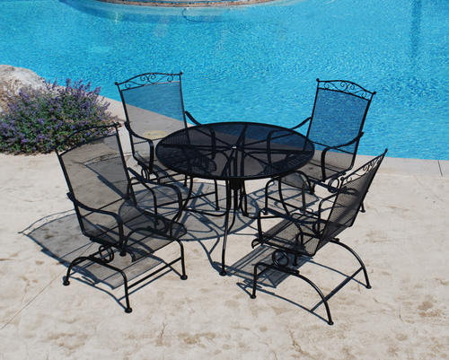 menards patio furniture backyard creations® wrought iron 5-piece dining patio set at menards® GKEHEOD