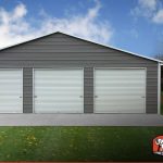 metal garage 42x31 custom three car garage with white roof and grey walls CNLCRTA