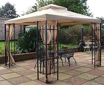 metal gazebo buckingham metal framed luxury gazebo beige canopy 3m x 3m includes RNZSJDD