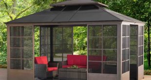 metal gazebo sunjoy 12 ft. w x 14 ft. d metal patio gazebo | YVQOZDK