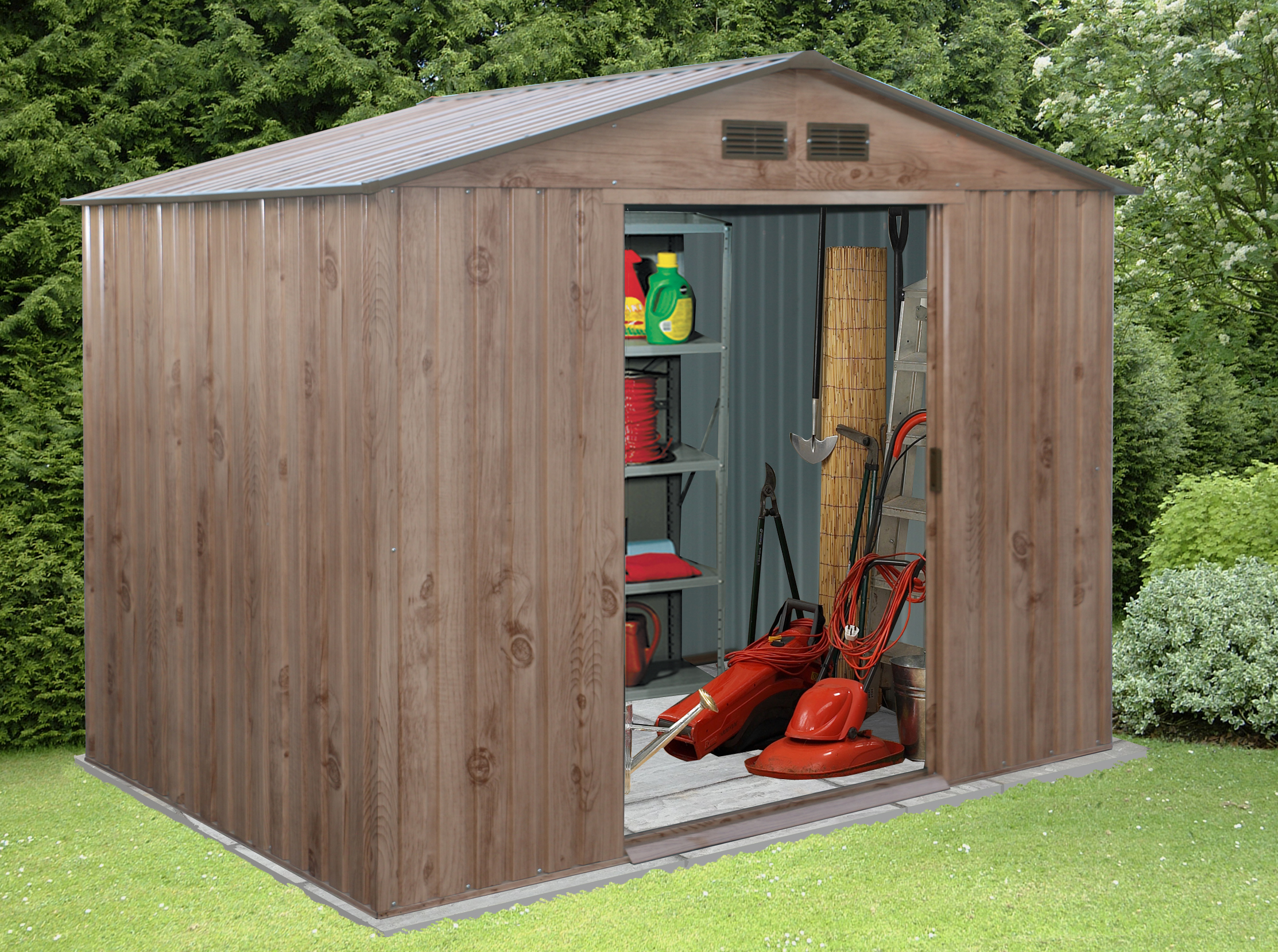 metal sheds billyoh 10 x 8 partner woodgrain apex metal garden shed VEEVAPT