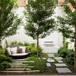 modern landscape design contemporary new york garden with stone pavers and a fountain IFSDYMP