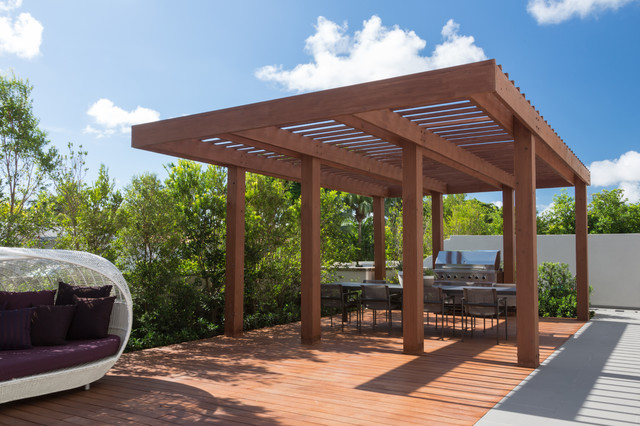 modern pergola modern wood pergola south miami townhouse contemporary deck miami touzet  studio NCCGOYY