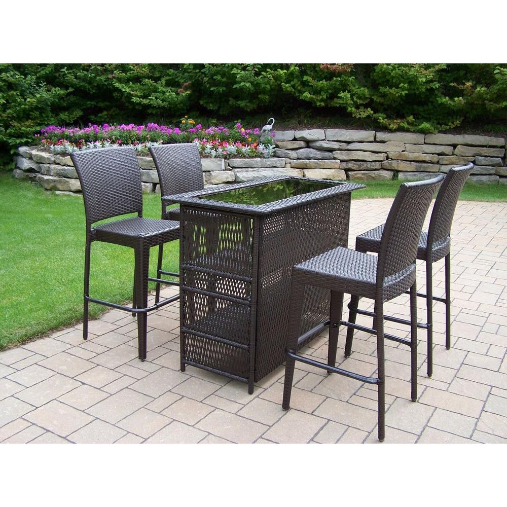 oakland living elite resin wicker 5-piece patio bar set WRYAQKV