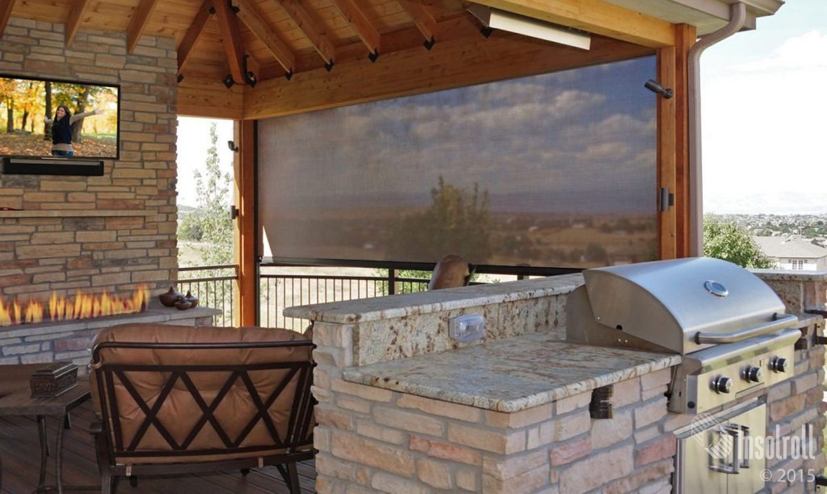 oasis patio shades driven by lutron YFEPTWB