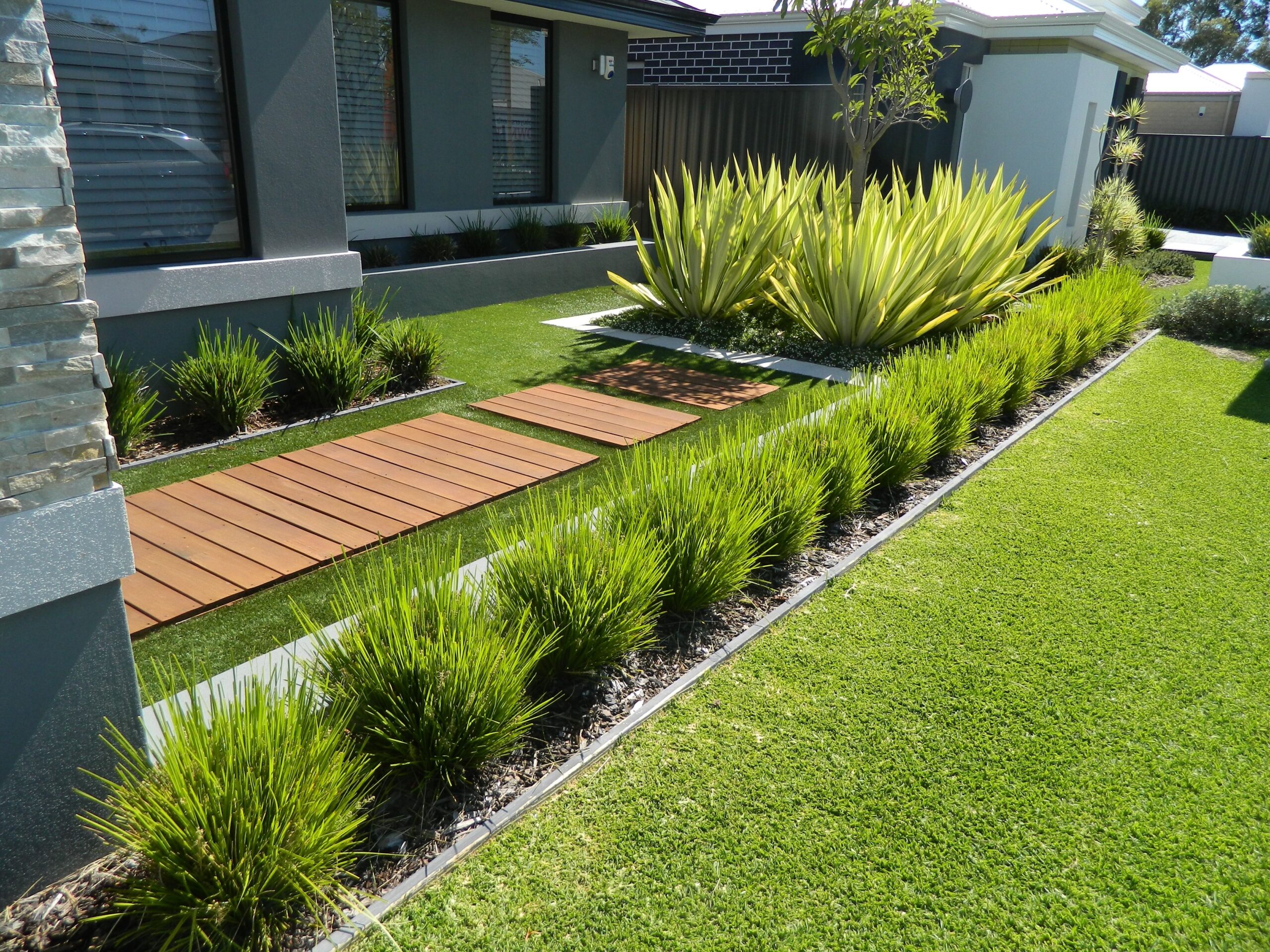 one of our front yard design modern contemporary fake grass  #artificialgrassperth USUZPTX