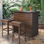 outdoor bar furniture best choice products 3pc wicker bar set patio outdoor backyard table u0026 EYHBQOV