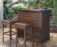 outdoor bar furniture best choice products 3pc wicker bar set patio outdoor backyard table u0026 EYHBQOV