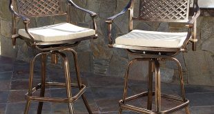 outdoor bar stools amazon.com : sierra outdoor cast aluminum swivel bar stools w/cushion (set JOVUNUV