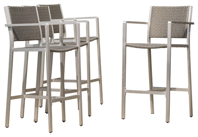 outdoor bar stools capral outdoor gray wicker bar stools, set of 4 RZNVBVN