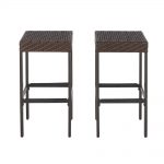 outdoor bar stools hampton bay rehoboth dark brown wicker outdoor bar stool (2-pack) UUKTSKL