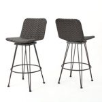 outdoor bar stools prevost outdoor wicker patio bar stool (set of 2) KIVFOPR