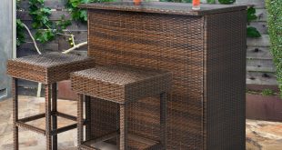 outdoor bar table best choice products 3pc wicker bar set patio outdoor backyard table u0026 EFXWYAL