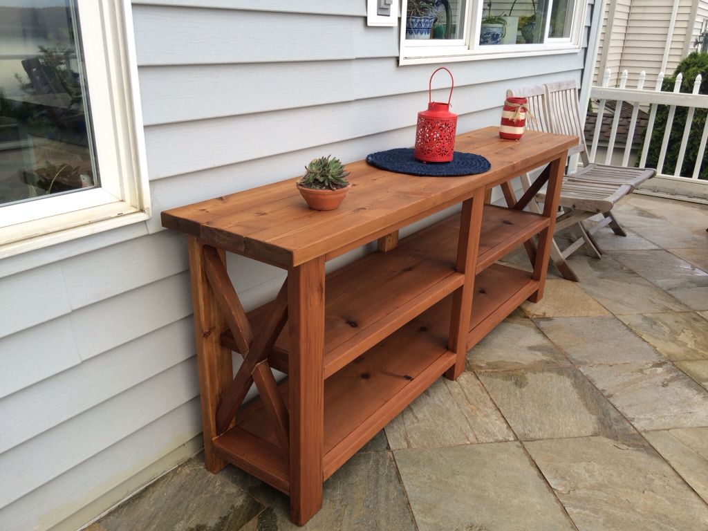 outdoor buffet table outdoor buffet/server built from cedar using ana whiteu0027s rustic x console UMDIZLJ