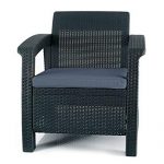 outdoor garden furniture keter corfu armchair all weather outdoor patio garden furniture with  cushions, EYWBEBM