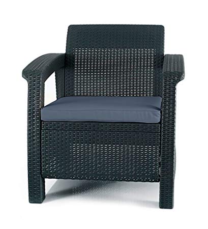 outdoor garden furniture keter corfu armchair all weather outdoor patio garden furniture with  cushions, EYWBEBM