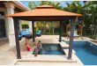 outdoor gazebo stc paragon-outdoor 10 ft. x 10 ft. gazebo with rust sunbrella canopy OJAXRTJ