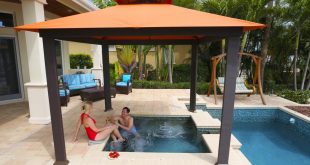 outdoor gazebo stc paragon-outdoor 10 ft. x 10 ft. gazebo with rust sunbrella canopy OJAXRTJ