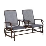 outdoor gliders amazon.com : outsunny 2 person outdoor mesh fabric patio double glider ENRJXQF