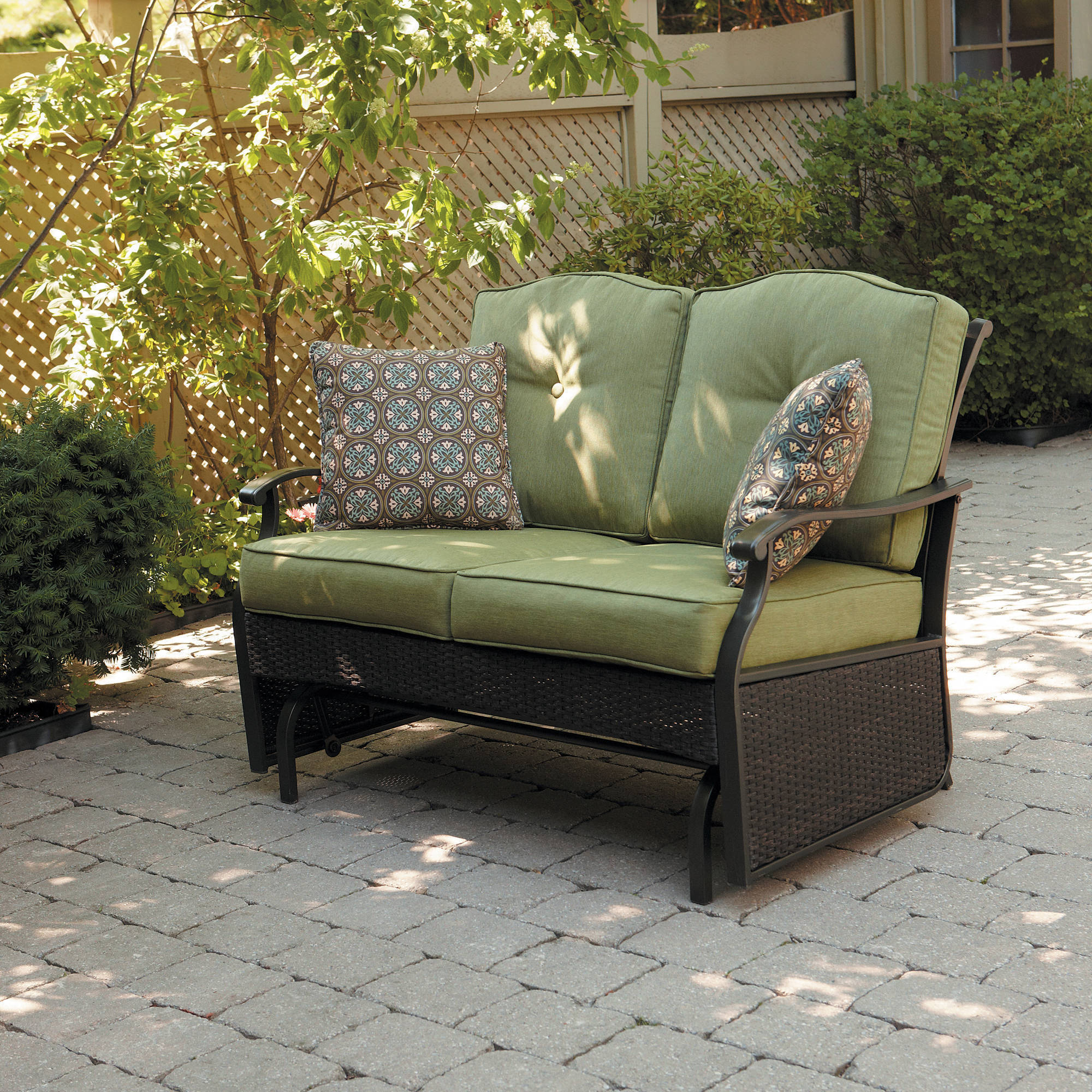 outdoor gliders better homes u0026 gardens providence 2-person outdoor glider loveseat -  walmart.com RRYBWEO