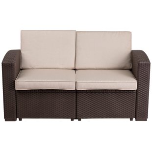 outdoor loveseat clifford faux rattan loveseat with cushion TCAMUSN