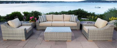 outdoor patio sets monterey 4 piece sectional outdoor patio set w/ 2 club chairs KNWHTOH