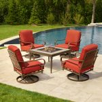 outdoor patio sets oak cliff 5-piece metal patio fire pit conversation set with chili AOSGBDQ