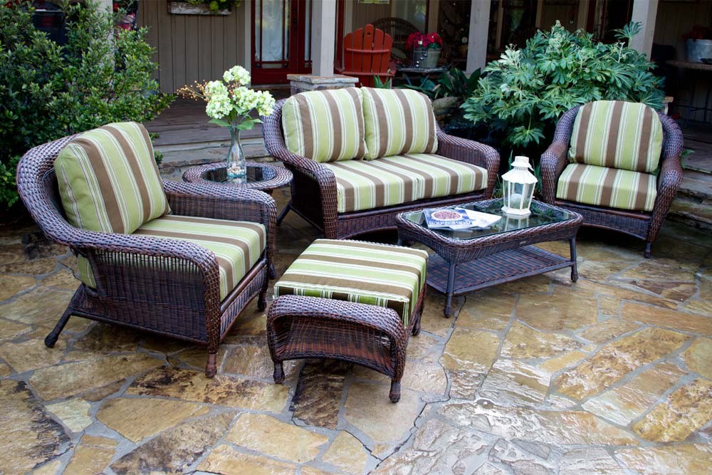 outdoor patio sets tortuga outdoor sea pines 6 piece wicker conversation set PSCOMWY