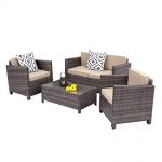 outdoor rattan furniture wisteria lane outdoor patio furniture set,5 piece conversation set rattan  sectional VGHEATW