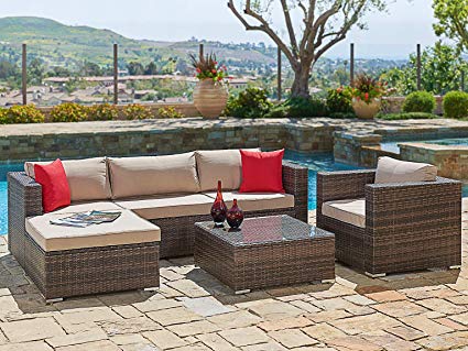 outdoor sectional sofa suncrown outdoor furniture sectional sofa u0026 chair (6-piece set) all-weather RXXXYTP