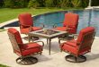 outdoor table and chairs oak cliff 5-piece metal patio fire pit conversation set with chili BTAVCYH