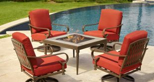 outdoor table and chairs oak cliff 5-piece metal patio fire pit conversation set with chili BTAVCYH