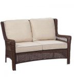 park meadows brown wicker outdoor loveseat ... DYBPOUS