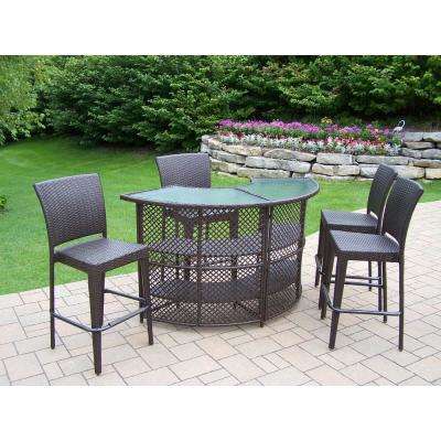 patio bar elite 5-piece wicker outdoor serving bar set ZTUQRDB