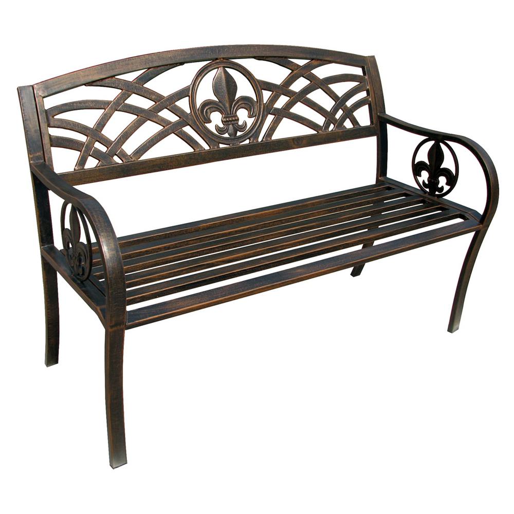 patio benches leigh country fleur de lis metal patio bench SADOYVI