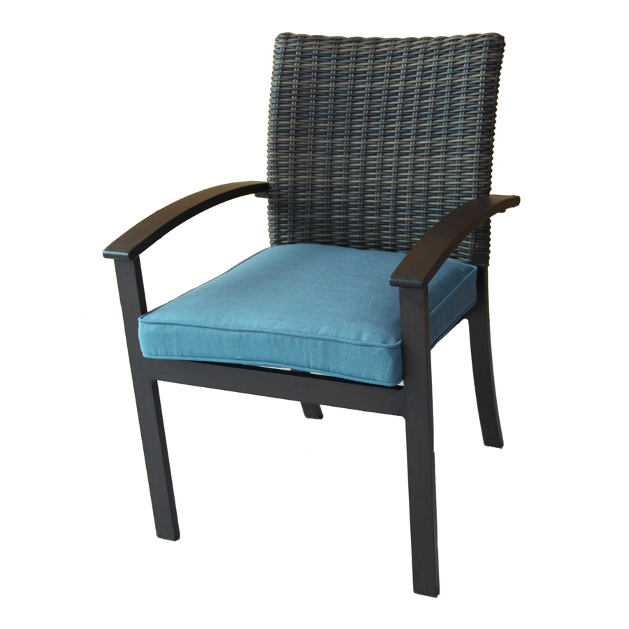 patio chair allen + roth atworth set of 4 aluminum dining chairs with peacockblue MKMHYKF