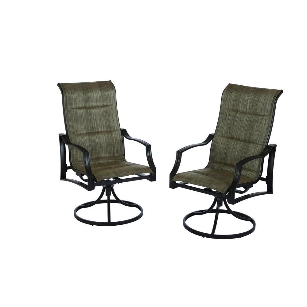 patio dining chairs hampton bay statesville padded sling swivel patio dining chair (2-pack) YIZZBLN