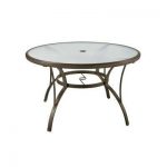 patio dining table commercial grade aluminum brown round outdoor dining table OJSGWXL