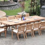 patio dining tables 13-piece-teak-dining-set TTYPBWF