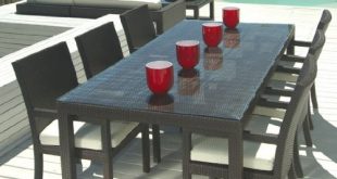 patio dining tables amazon.com: outdoor wicker patio furniture new resin 7 pc dining table set FOVXLQE