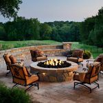 patio fireplace round fire pit for entertaining UOHMIOK