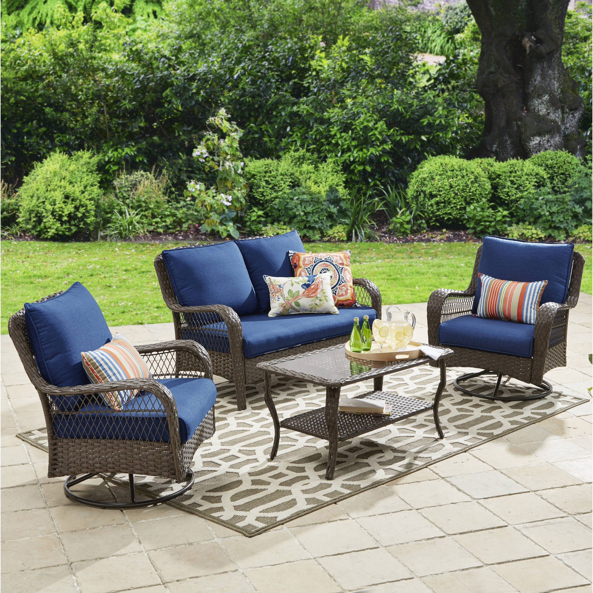 patio furniture sets better homes and gardens colebrook 4 piece outdoor conversation set - KPSJGXR