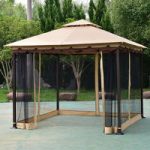 patio gazebo costway 2-tier 10u0027x10u0027 gazebo canopy tent shelter awning steel patio garden JLTGIIZ