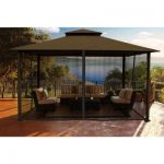 patio gazebo paragon gazebo 11 ft. x 14 ft. with cocoa color sunbrella top DOPJGZU