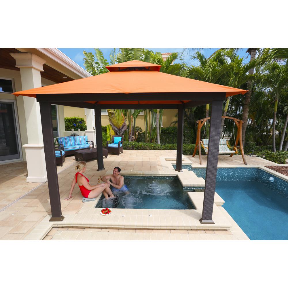 patio gazebo stc paragon-outdoor 10 ft. x 10 ft. gazebo with rust sunbrella canopy BIBPMIV