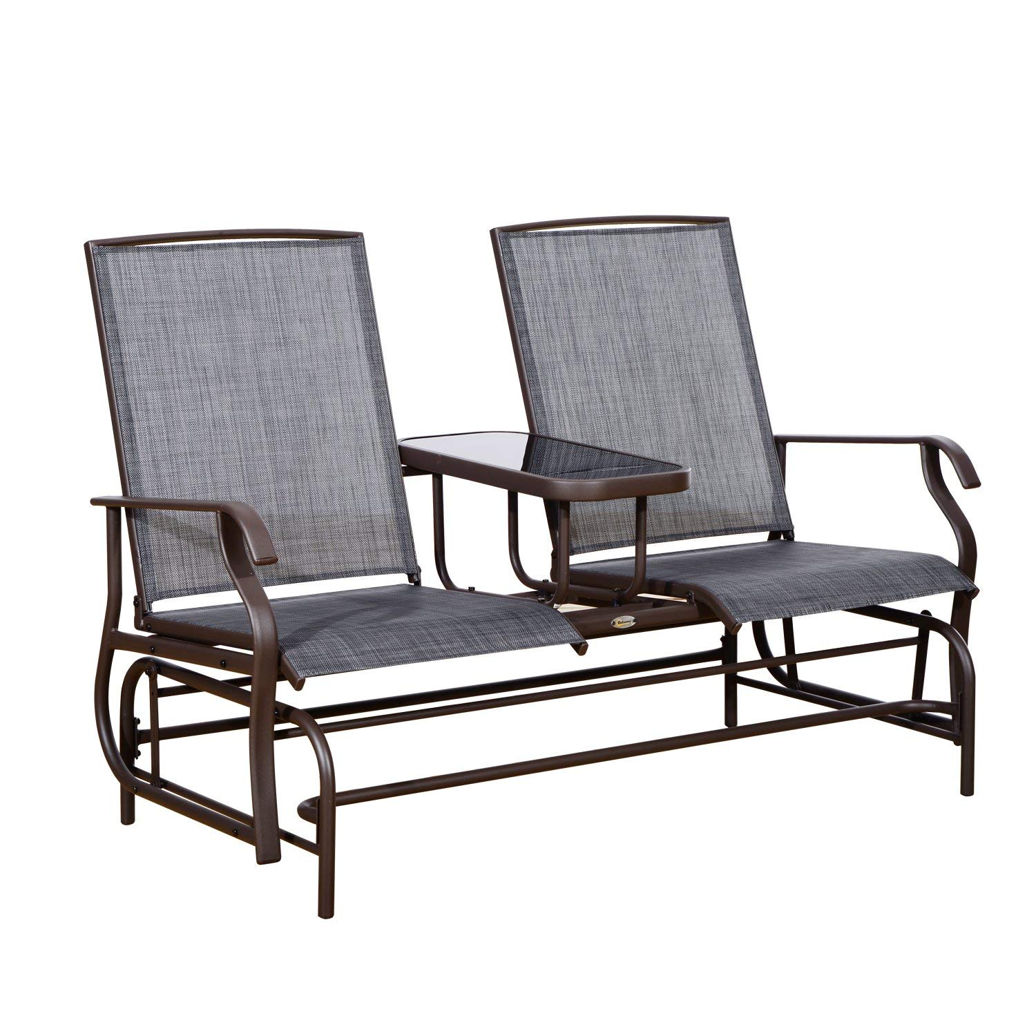 patio glider amazon.com : outsunny 2 person outdoor mesh fabric patio double glider FKBXTMX