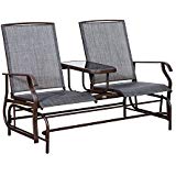 patio glider outsunny 2 person outdoor mesh fabric patio double glider chair w/center WFCXGUL