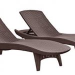 patio lounge chairs keter pacific 2-pack all-weather adjustable outdoor patio chaise lounge  furniture, brown VBNIZSM