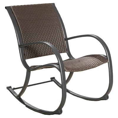 patio rocking chairs gracieu0027s wicker patio rocking chair - brown - christopher knight home QFNJRUZ